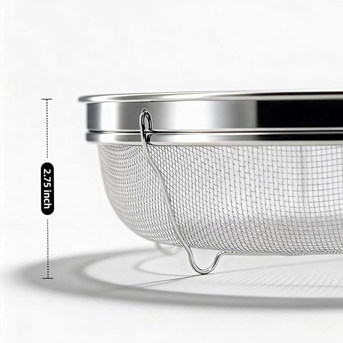 Fine Mesh Strainer for Kitchen, Stainless Steel Colander Bowl for Pasta - Image 3