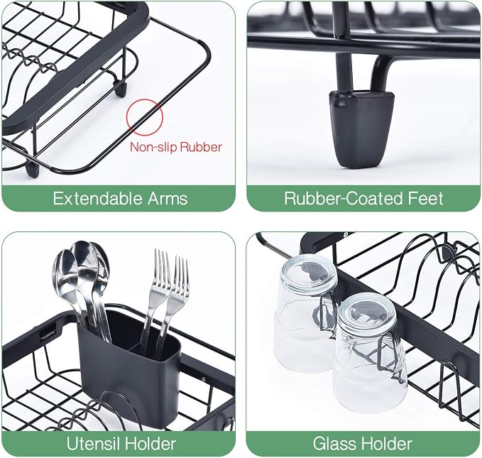 TOOLF Expandable Dish Drying Rack Over The Sink Adjustable Dish Rack in Sink Or - Image 4