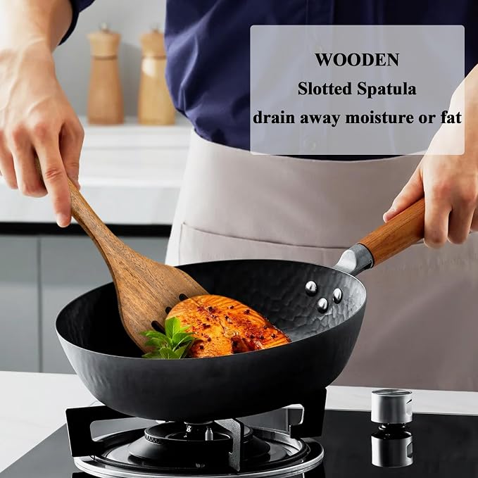 Wooden Spatula Nonstick Turner Acacia Wood, Ideal Cookware Utensils - Image 5