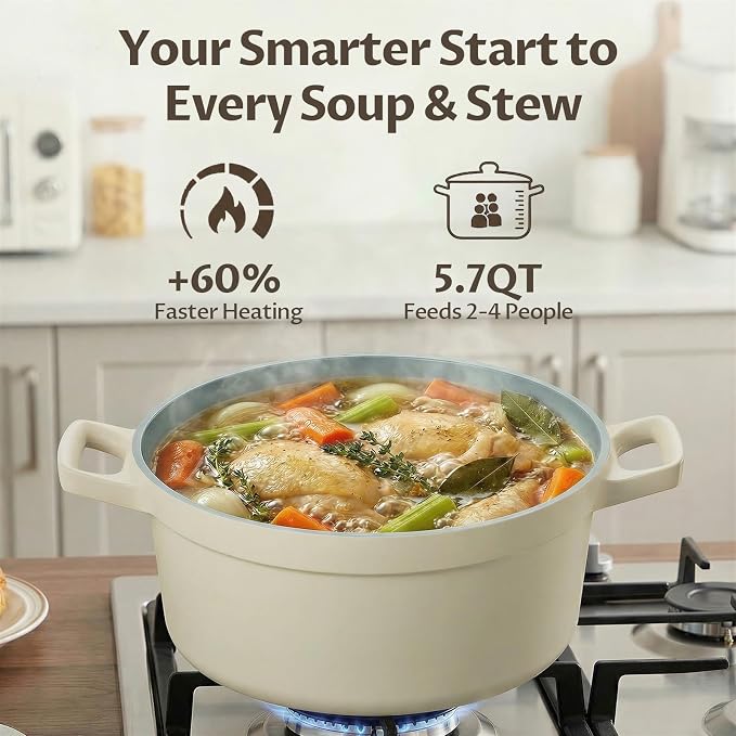 BEZIA 5.7 Quart Nonstick Ceramic Soup Stock Pot - Image 6