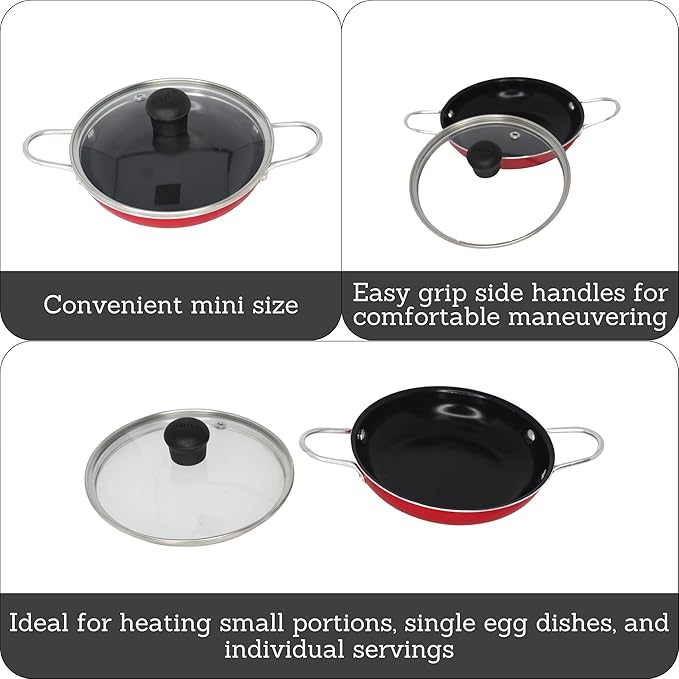 IMUSA Mini Fry Pan 5.8” Nonstick Skillet, Caribbean Red Ceramic Egg Pan - Image 2