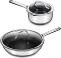 Hybrid Nonstick Cookware Set, Stainless Steel 12 Inch Frying Pan & 2QT Saucepan by Unknown