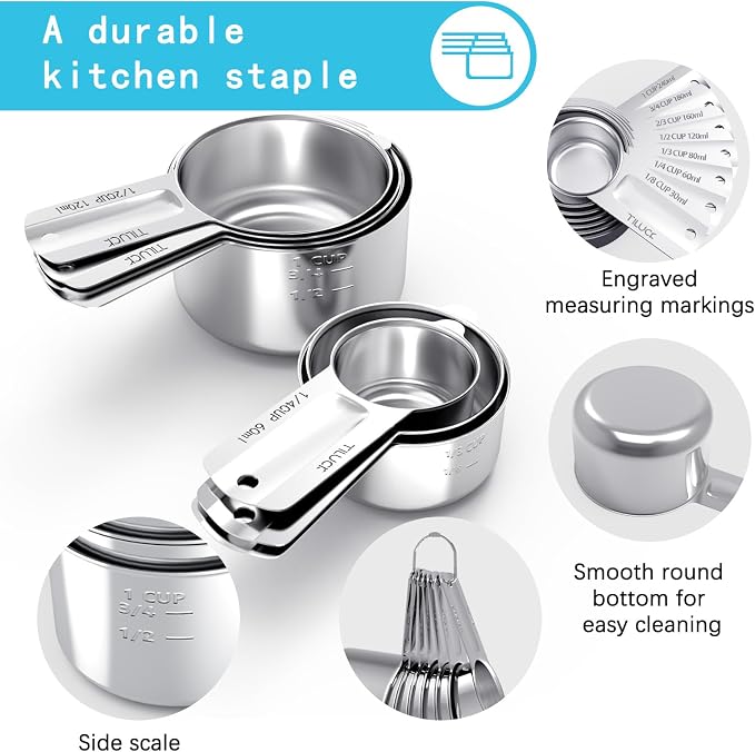 TILUCK Stainless Steel Measuring Cups Set, Kitchen Gadgets - Image 4