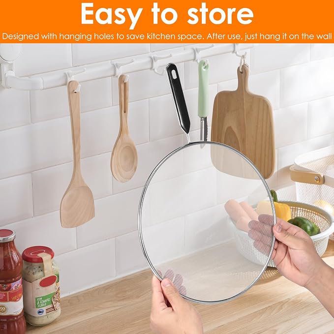 3 Pcs Splatter Guard with Handle Stainless Steel Mesh Splatter Screen - Image 5
