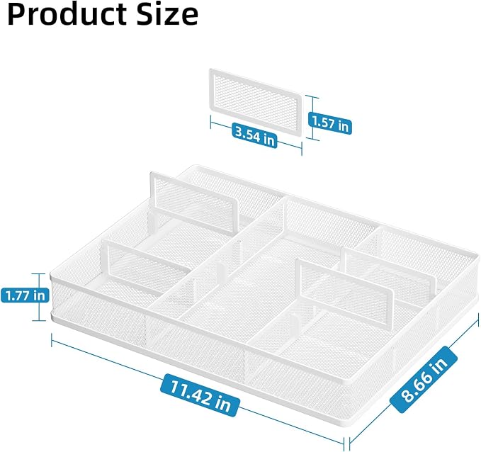 Marbrasse Desk Drawer Organizer, Metal Mesh Drawer Organizer Tray - Image 2