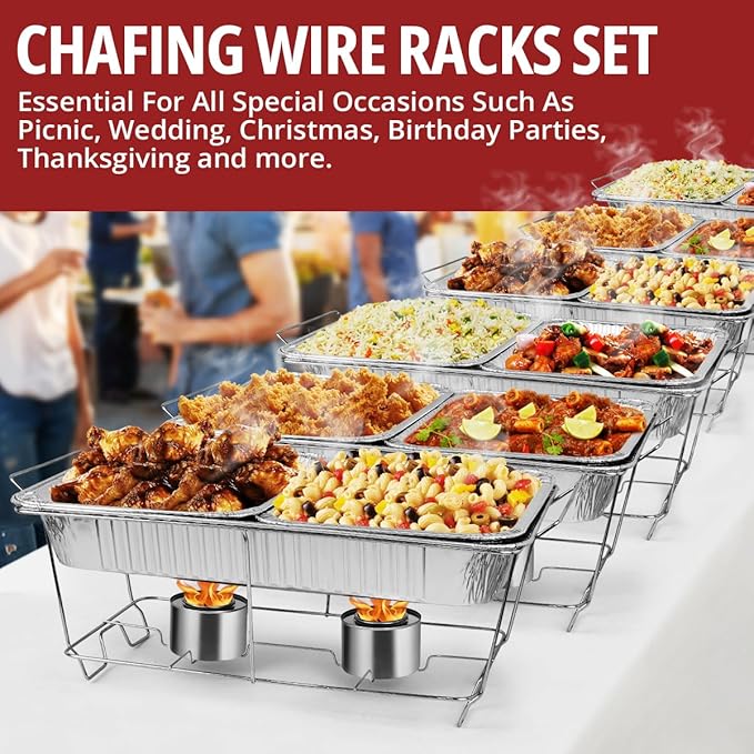 COMFICOVE 12 Pack Chafing Wire Rack Buffet Stand Chrome Frame - Image 3