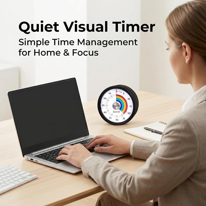 Searon Quiet Visual Timer with Magnet, Countdown Timer with Rainbow Disk and - Image 2