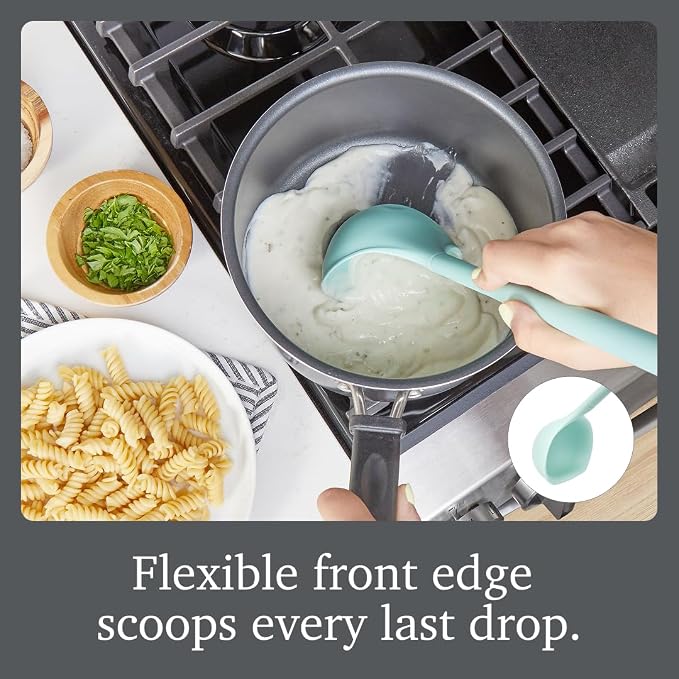 Tovolo Flex Core Silicone Ladle BPA Free Aqua Seafoam Green Deep Silicone Soup - Image 3