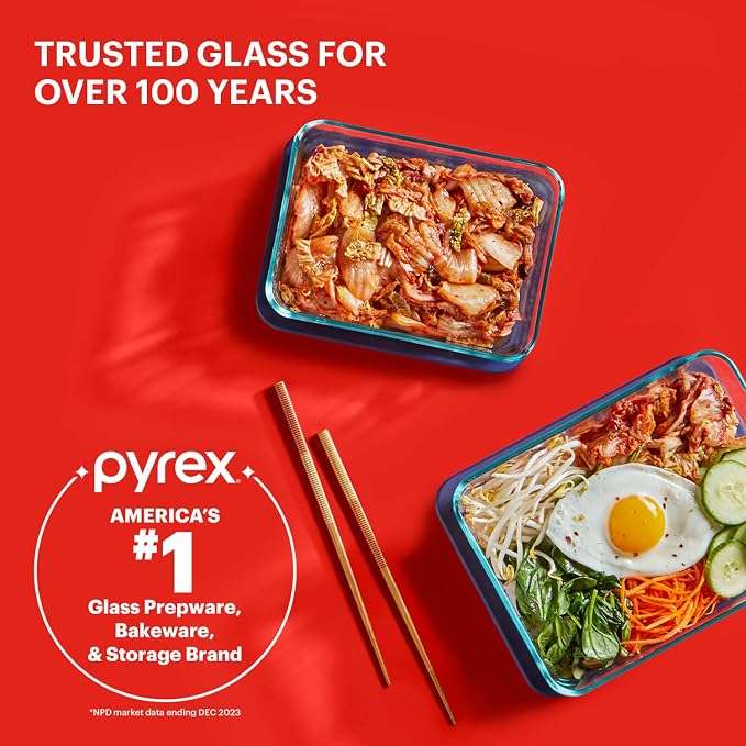 Pyrex Simply Store Glass Food Storage Containers Set, Meal Prep Containers - Image 6