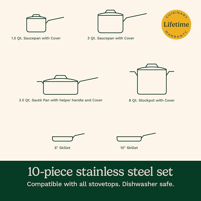 Cuisinart 77-10P1 10-Piece Chef's-Classic-Stainless Collection, Cookware Set - Image 6
