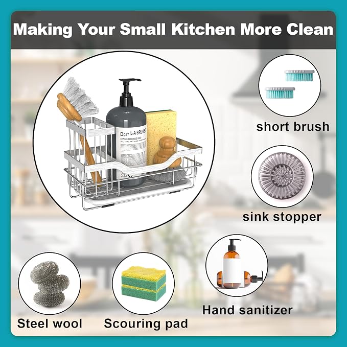 Vanwood Kitchen Sink Caddy Organizer Sponge Holder - Image 2