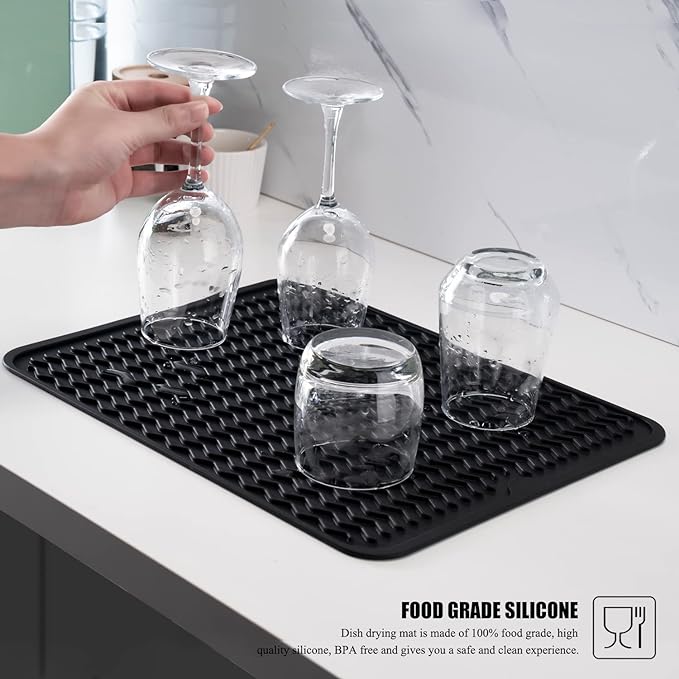 Silicone Dish Drying Mat, Non-Slip Easy Clean Sink Mat Large Heat-resistant - Image 5