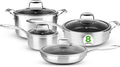 NutriChef 8-Piece Triply Cookware Set Stainless Steel by NutriChef%E2%84%A2Kitchen
