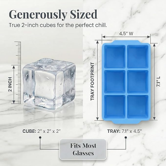 KitchFort Large Silicone Ice Cube Tray, Easy Release 2" Big Ice Cubes - Image 8