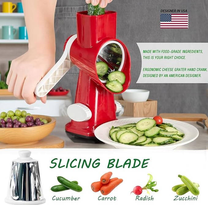 Cheese Grater with Handle, Vegetables and Fruits and Easy to Clean - Image 2