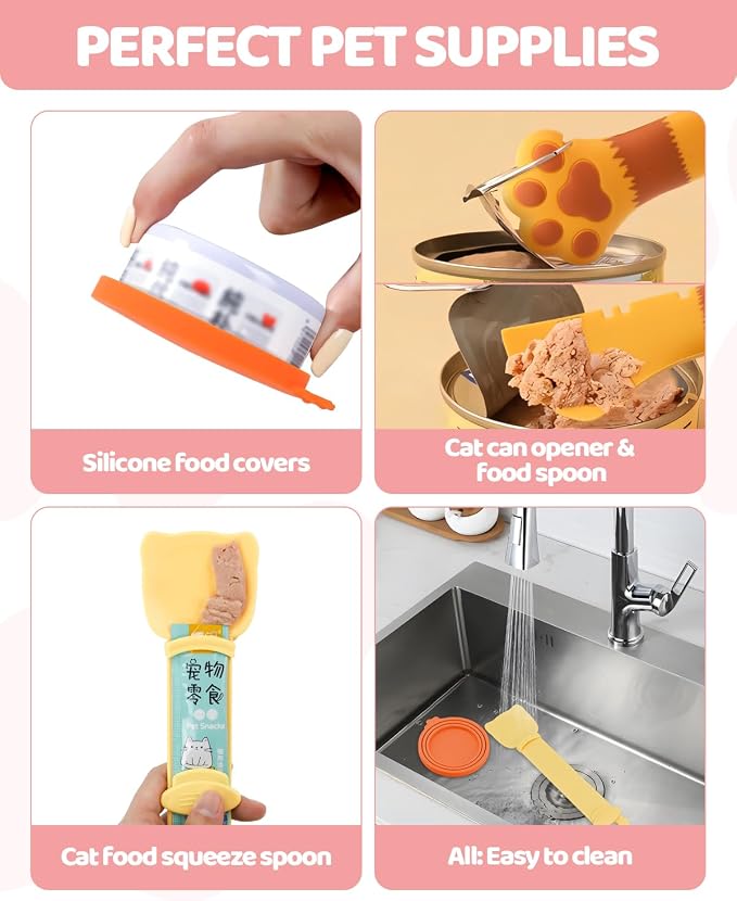 5 PCS Cat Food Can Covers Lids Set, Silicone Pet Food Can Lids - Image 6