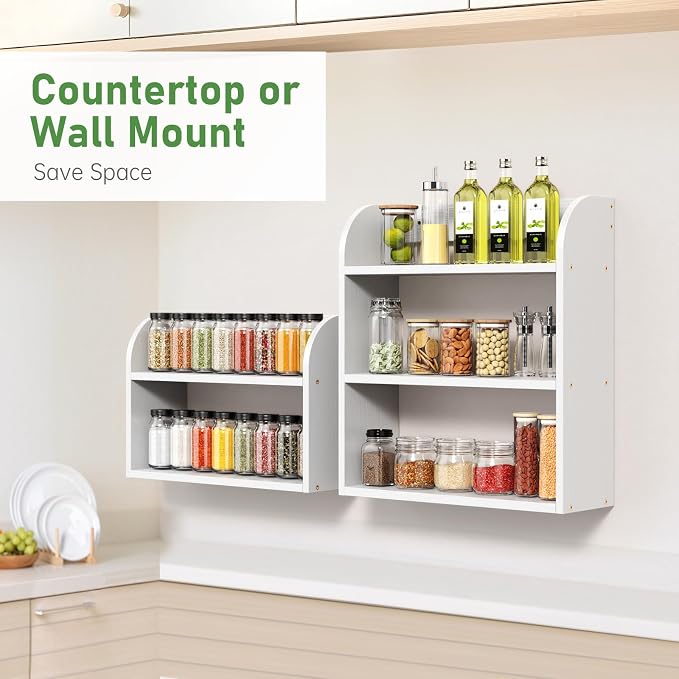 ROMGUAR CRAFT 3 Tier Bamboo Spice Rack, Countertop or Wall Mounting Wood Spice - Image 4