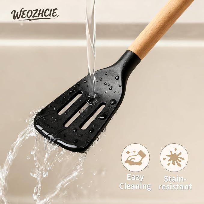 Silicone Cooking Utensil Set, Nonstick 446°F Heat-Resistant Cookware Kitchen - Image 5
