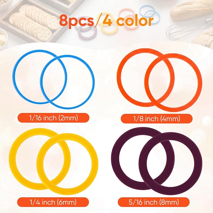 Rolling Pin Guide Rings, Reusable 8 Piece Set Baking Accessories to Precise - Image 3