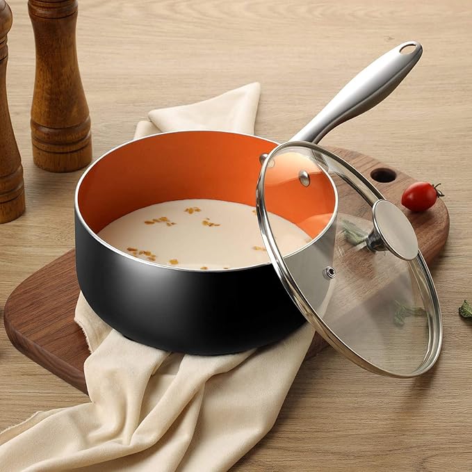 MICHELANGELO Sauce Pan with Lid, Ultra Nonstick 3 Qt Saucepan with Lid - Image 6
