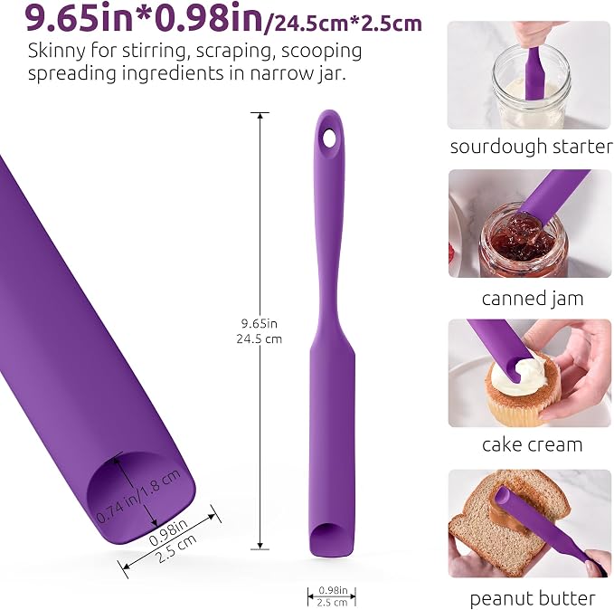 U-Taste Silicone Jar Spatula for Sourdough Starter: Long Skinny Food-Grade Jam - Image 2