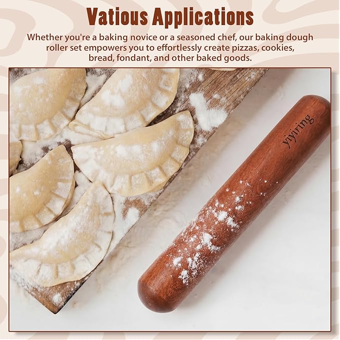 4 Pcs Sapele Wood French Rolling Pin Set Tapered and Mini Wooden Rolling - Image 5