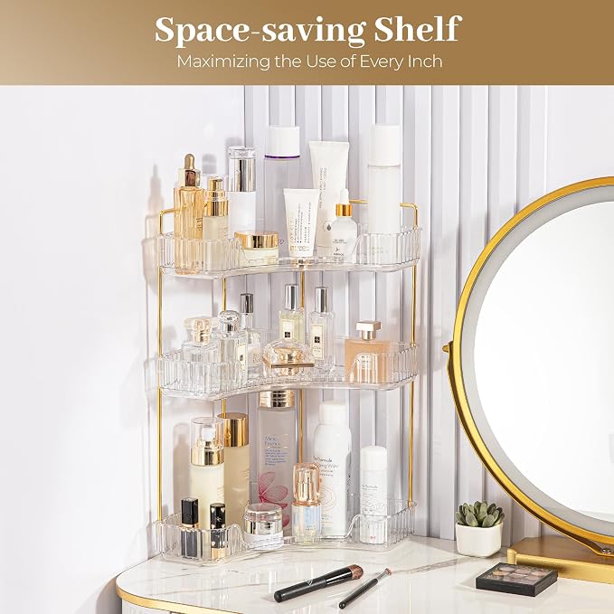 Aveniee Corner Bathroom Counter Organizer, Bathroom Countertop Shelf Makeup - Image 6