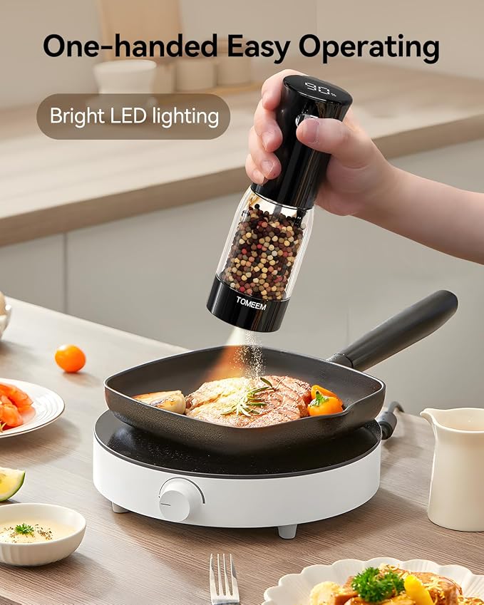 TOMEEM Electric Salt and Pepper Grinder Set – Rechargeable - Image 4
