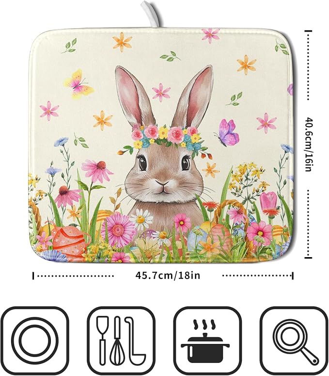 Easter Dish Drying Mat for Kitchen Counter Spring Easter Holiday Dish Drying - Image 2
