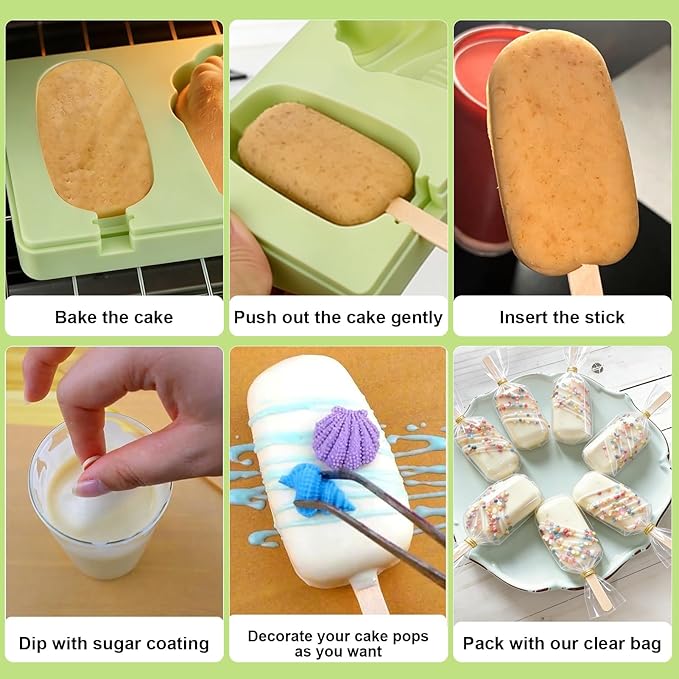 Juome Cake Pop Mold Kit, 2 Pack 6 Cavities Cakesicle Molds Silicone - Image 5