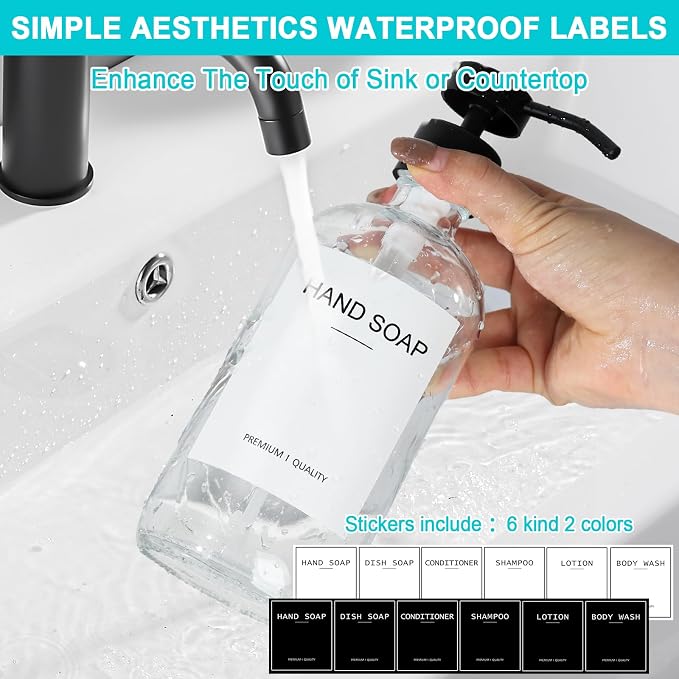 RYTOXILO Clear Soap Dispenser 2 Pack, Glass Soap Dispenser - Image 4