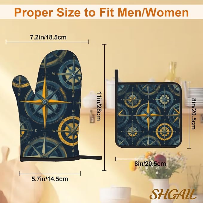 Campass Sailor Oven Mitts & Potholder Set of 4 - Image 3