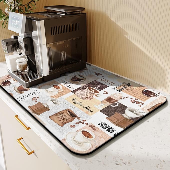 Coffee Mat 23inx15in, Absorbent Hide Stain Anti-Slip Coffee Bar Accessories - Image 2