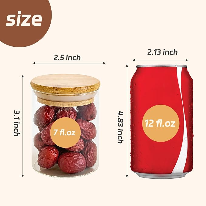 12 Packs Round Spice Jars with Label, 8oz Stackable Airtight Food Storage - Image 2