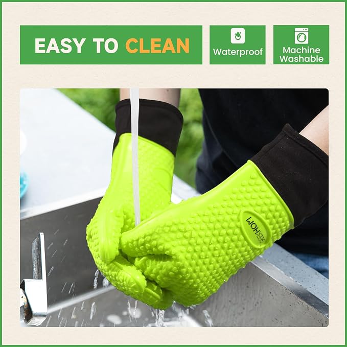 GEEKHOM BBQ Gloves Heat Resistant Oven Mitts - Image 3