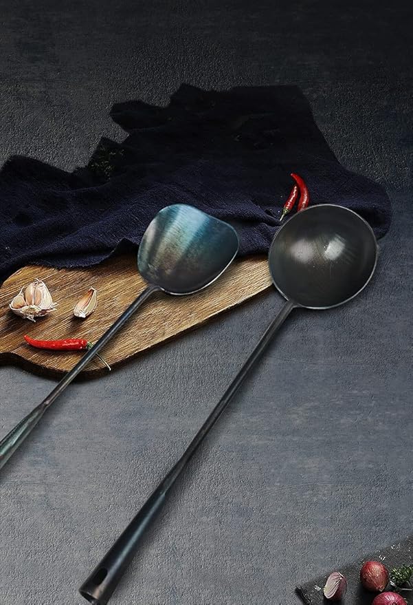 ZhenSanHuan Chinese Traditional HandMade Iron Spatula & Ladle Wok Tool Set - Image 6