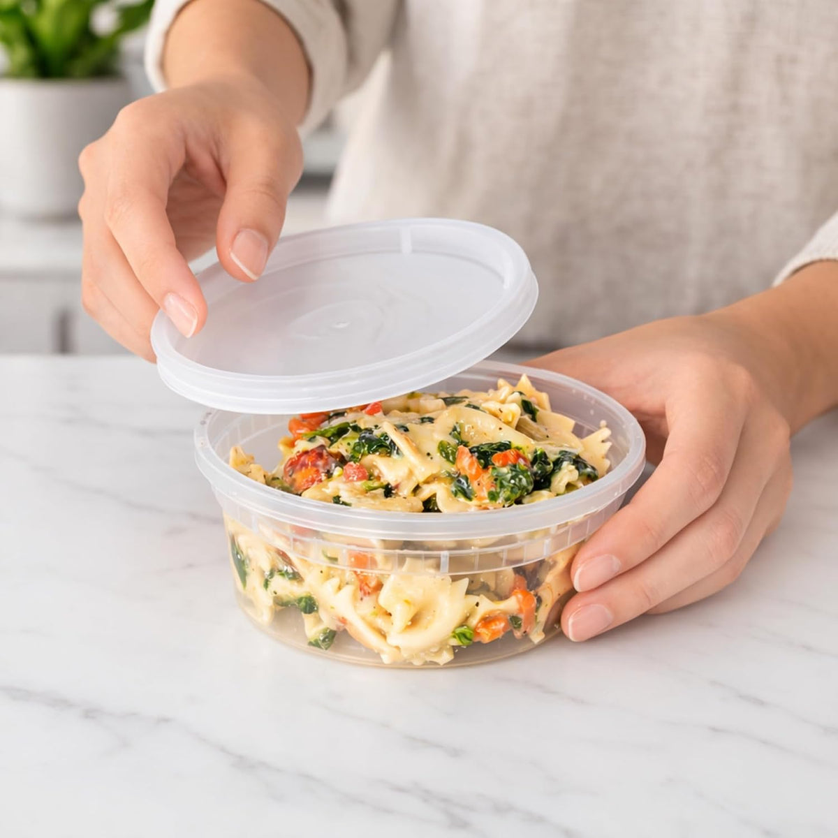 8 oz [15 Pack] BPA Free Plastic Deli Food Storage Containers with Lids