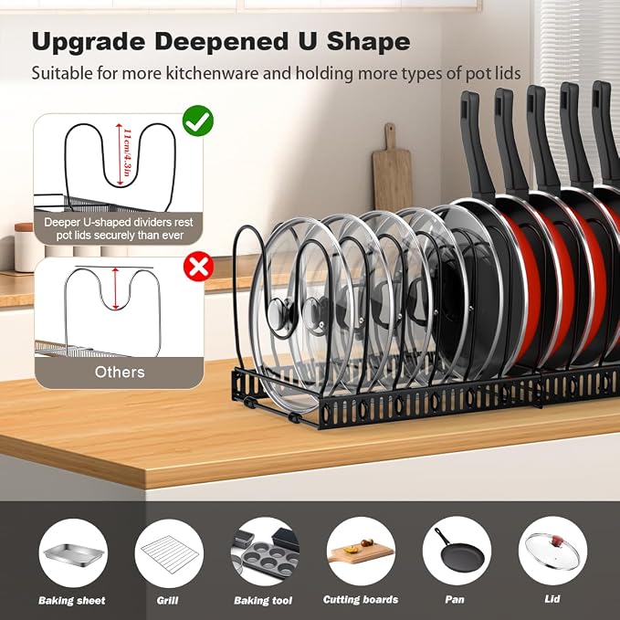 Housolution 2 Pack Pot and Pan Organizer, Pan Lid Holder Storage Rack - Image 2
