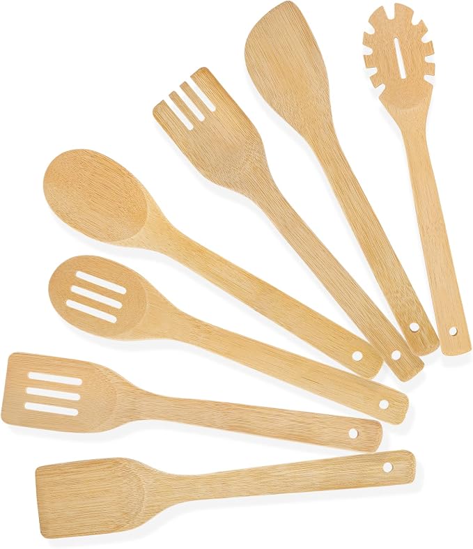 Wooden Spoons for Cooking is for All Kitchen. Made From Bamboo Wood, Wooden by USOONESP