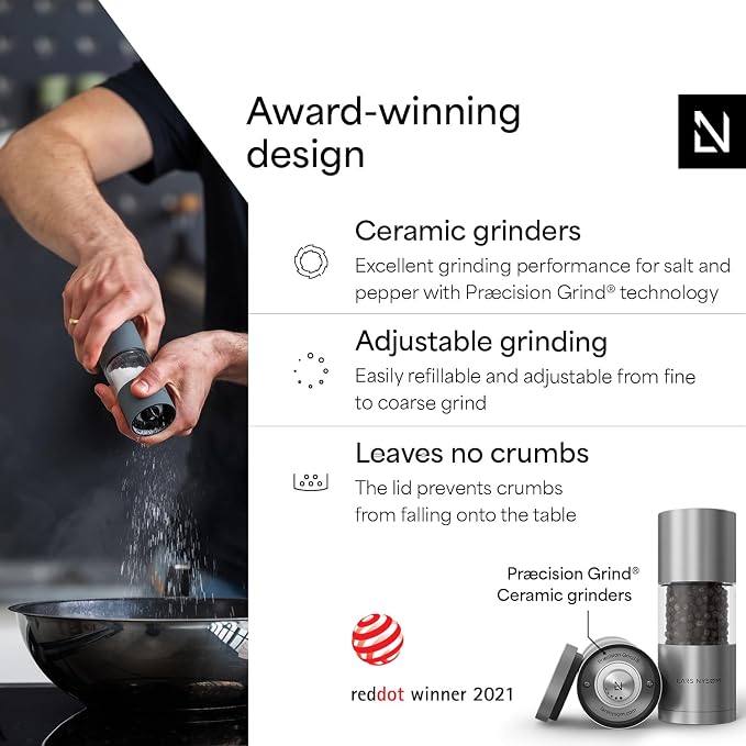 LARS NYSØM Salt and Pepper Grinder Set, Manual Salt and Pepper Mills - Image 2