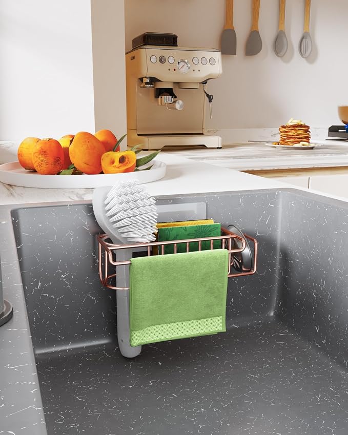 HapiRm Sponge Holder for Kitchen Sink, No Drill Kitchen Sink Caddy Organizer - Image 6