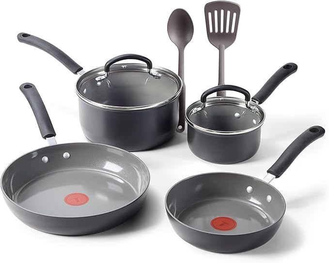 T-Fal Ultimate Hard Anodized Ceramic Nonstick 8 Piece Cookware Set, Oven Safe by T-falbrand