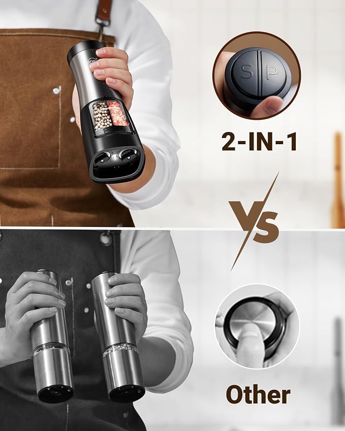 Sangcon Electric Salt and Pepper Grinder Set Shaker 2 IN 1 - Image 2