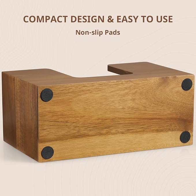 Paper Towel Dispenser Countertop, Acacia Wood Folded Paper Hand Towel Holder - Image 4