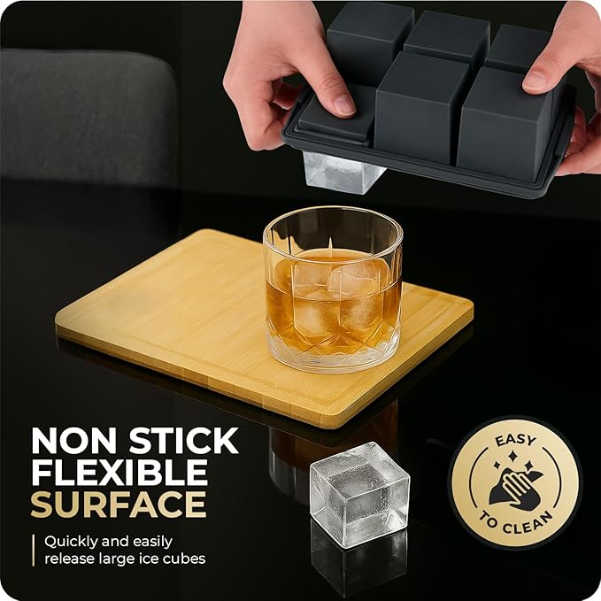Large Ice Cube Trays for Whiskey, Silicone Ice Cube Tray, - Image 4