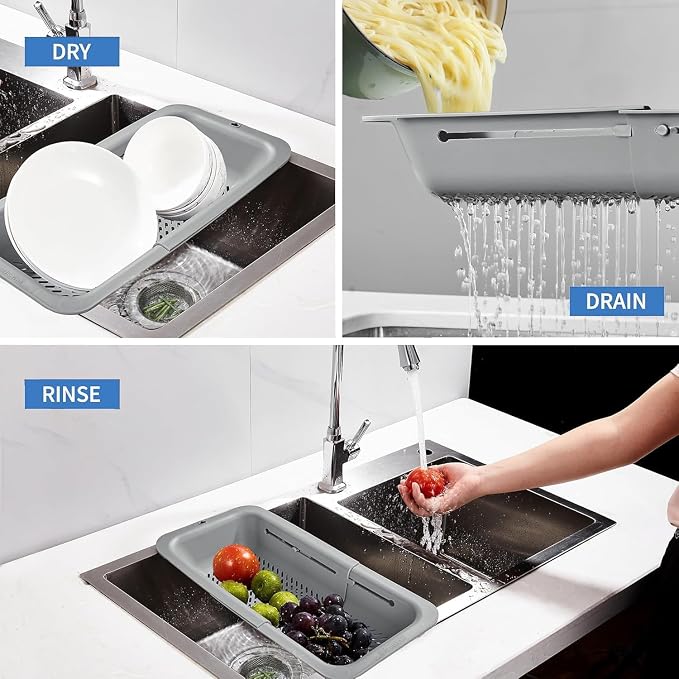 LASSHSWA Collapsible Colander for Kitchen, Over the Sink Strainer Basket for - Image 3