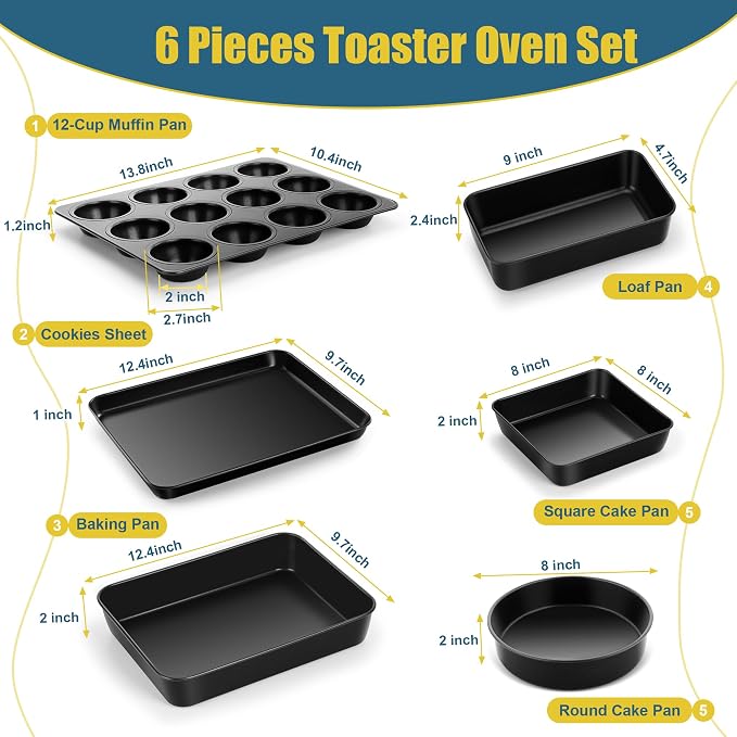 E-far 6-Piece Bakeware Sets, Nonstick Stainless Steel Baking Pans Set - Image 2