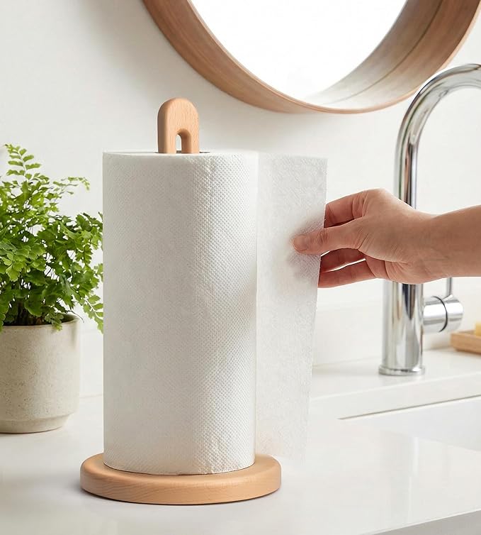 KitchLife Wooden Paper Towel Holder Countertop, 6.5" Jumbo Base, Fits Jumbo - Image 6