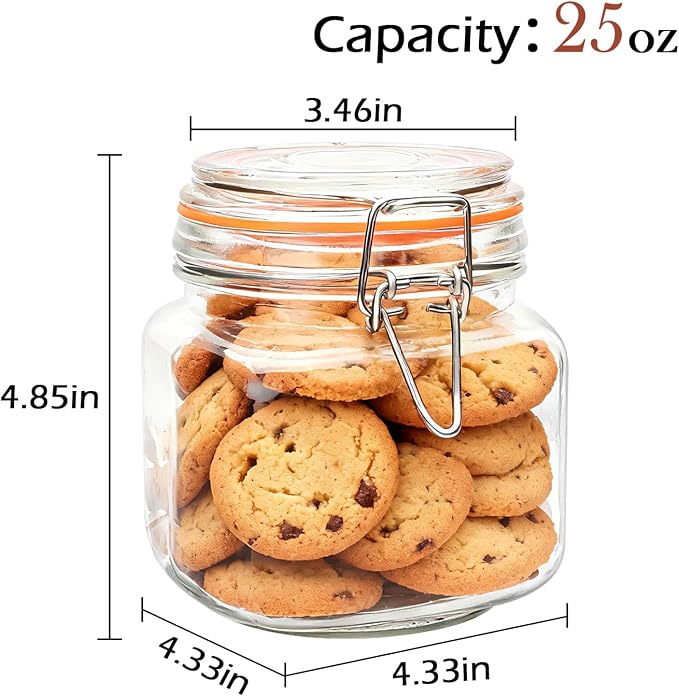 25 oz Glass Jars With Airtight Lids And Leak Proof Rubber Gasket, Wide Mouth - Image 2