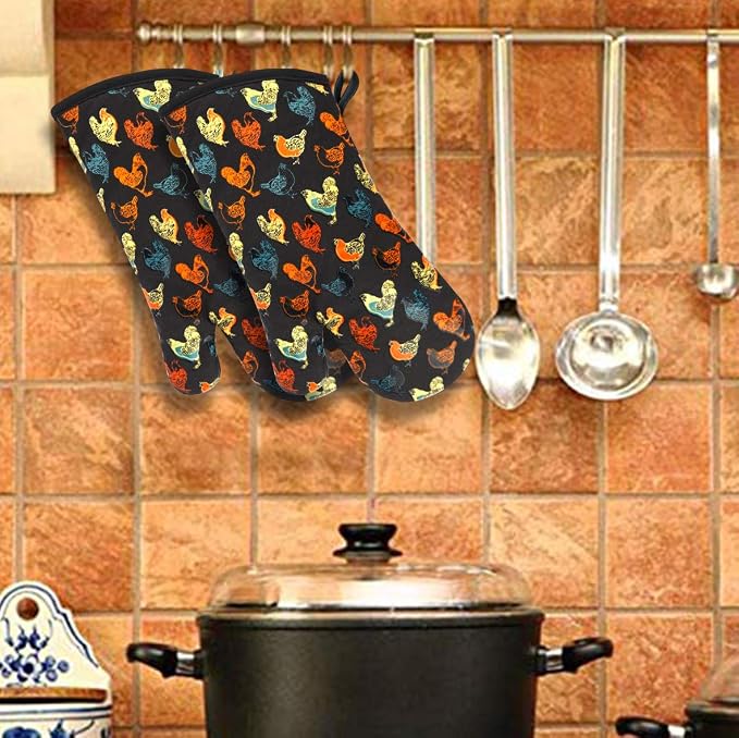 Oven Mitts Gloves 1 Pair Heat Resistant 480 ℉ Non Slip Clear Silicone Printed - Image 8